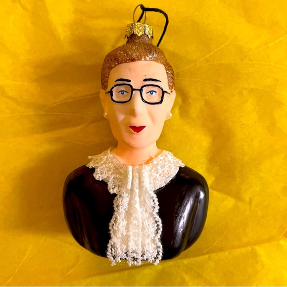 Christmas Ornament Glass Ruth Bader Ginsburg Dressed in Glitter Lace Cody Foster - Picture 1 of 9
